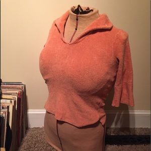 Vtg 70s Terry Cloth Salmon Top